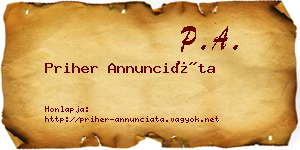 Priher Annunciáta névjegykártya
